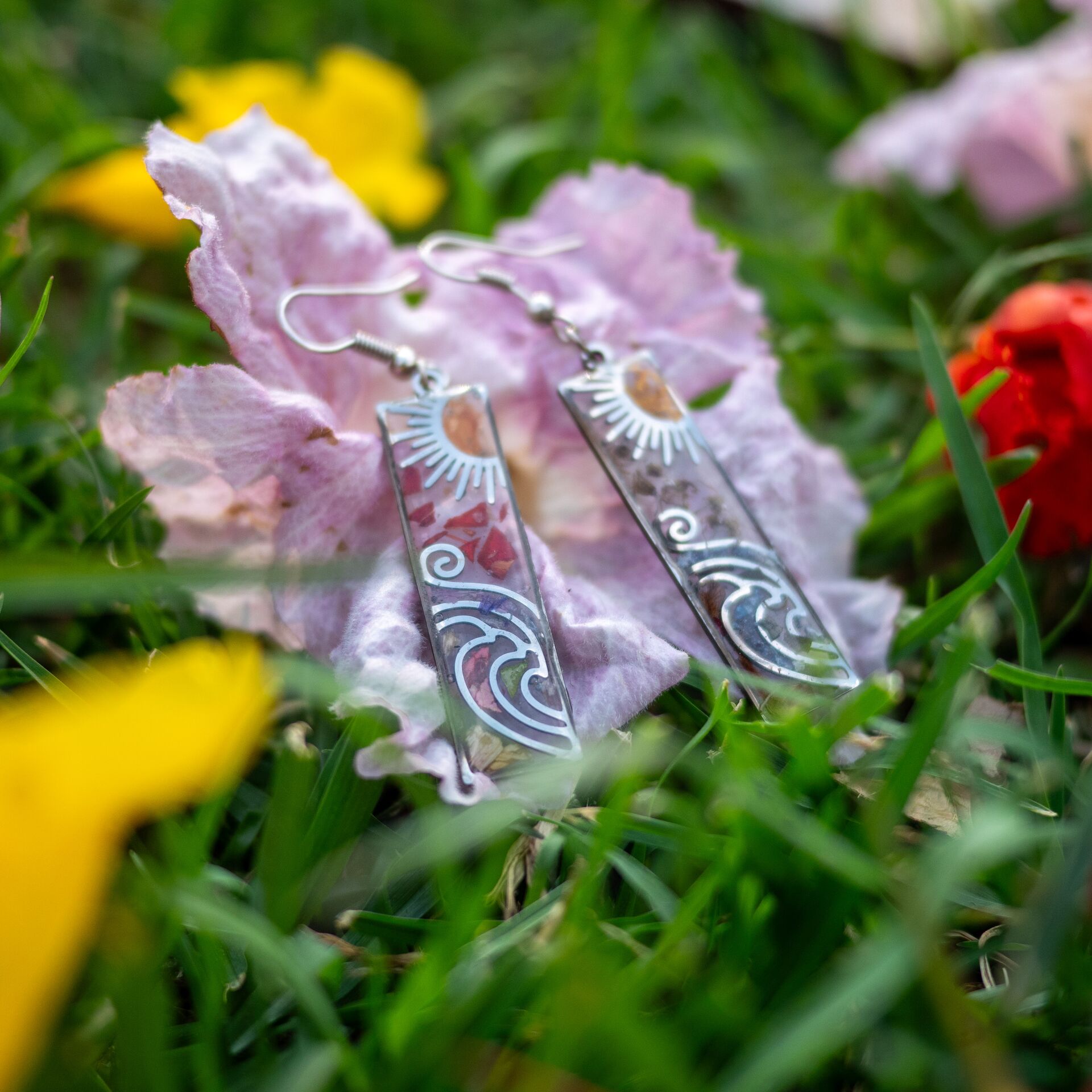 Aretes Mar y Sol — joyería botánica artesanal